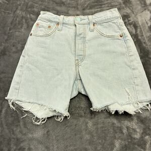 Levi's Premium 501 90's Shorts Womens Sz.23 Blue Button Fly‎ Raw Hem High Rise